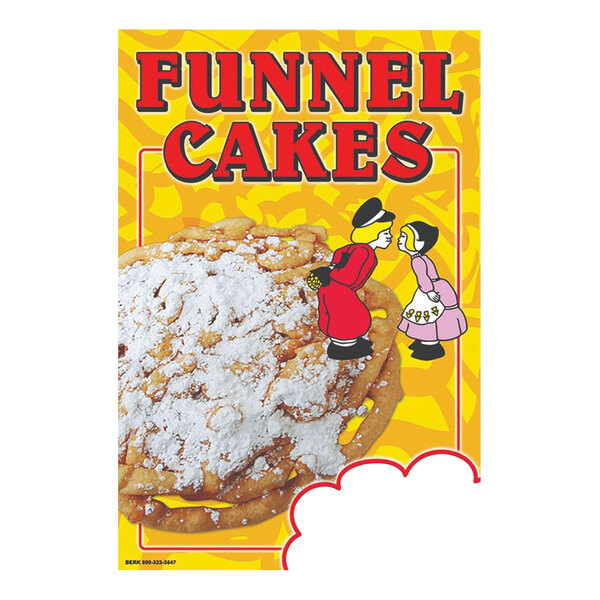 A 24" x 36" corrugated plastic A-frame concession sign with a cartoon funnel cake design.