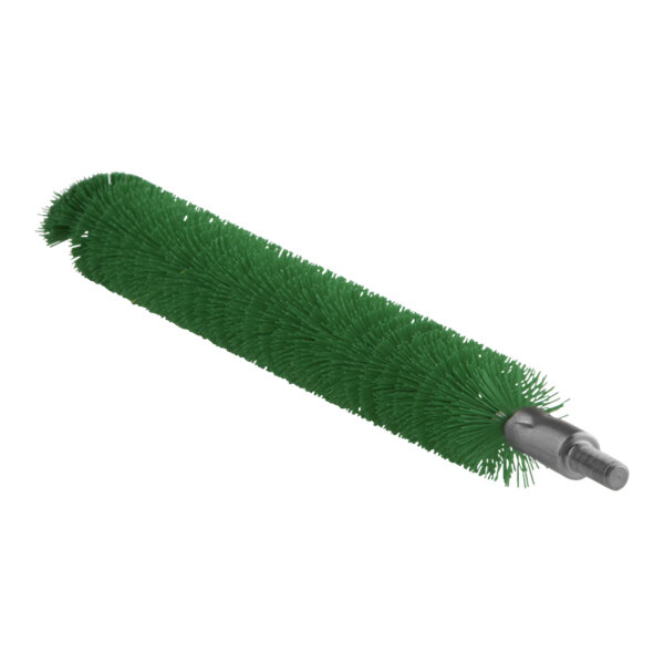 A Vikan green tube brush head with long bristles.
