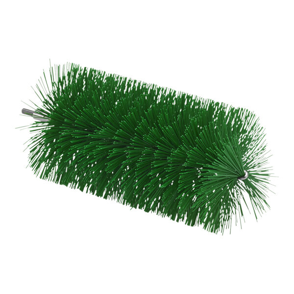 A Vikan green tube brush head with long needles.