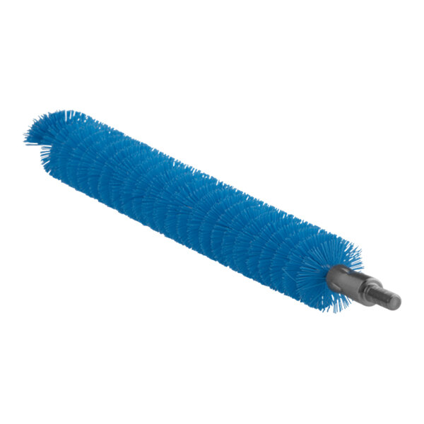 A blue circular brush head with small bristles.