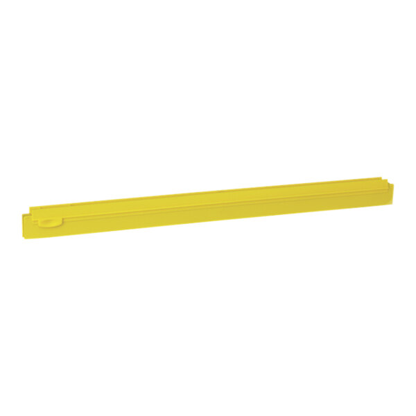 A yellow rectangular squeegee blade.
