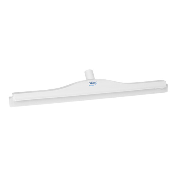 A white Vikan hygienic floor squeegee with a white plastic handle.