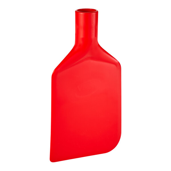 A red plastic Vikan paddle scraper blade.