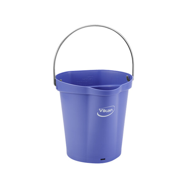 A purple Vikan bucket with a handle.