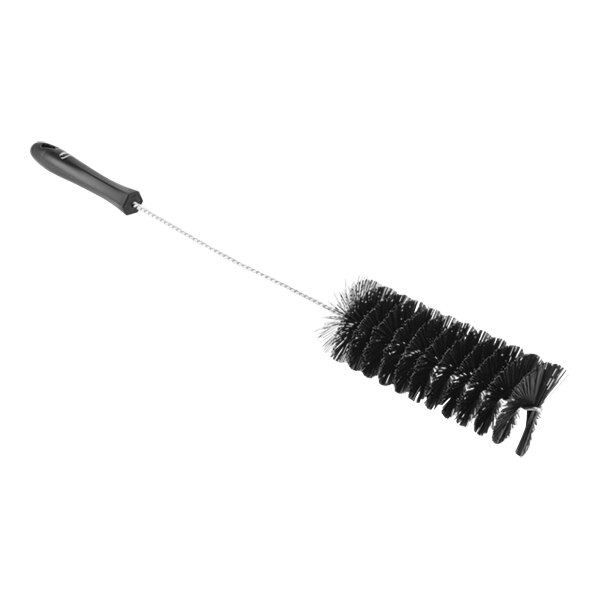 A black pipe brush with a long handle.