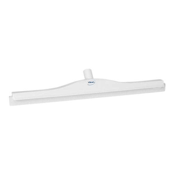 A white Vikan hygienic double blade rubber floor squeegee with a plastic frame and handle.