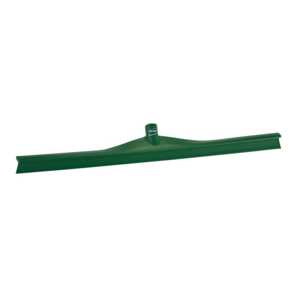 A green Vikan Ultra-Hygienic single blade rubber floor squeegee with a plastic frame.