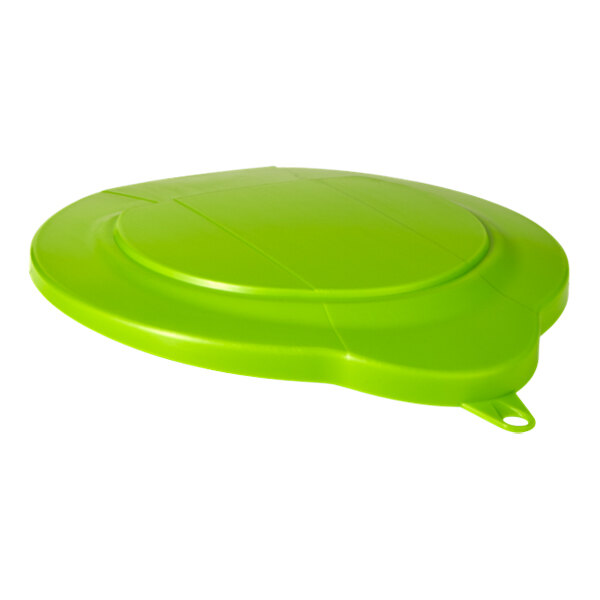 A green plastic Vikan lid with a hole.