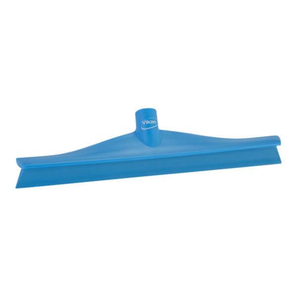 A blue Vikan Ultra-Hygienic floor squeegee with a blue plastic frame.