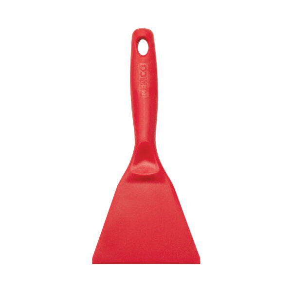 A red plastic Remco hand scraper with a handle.