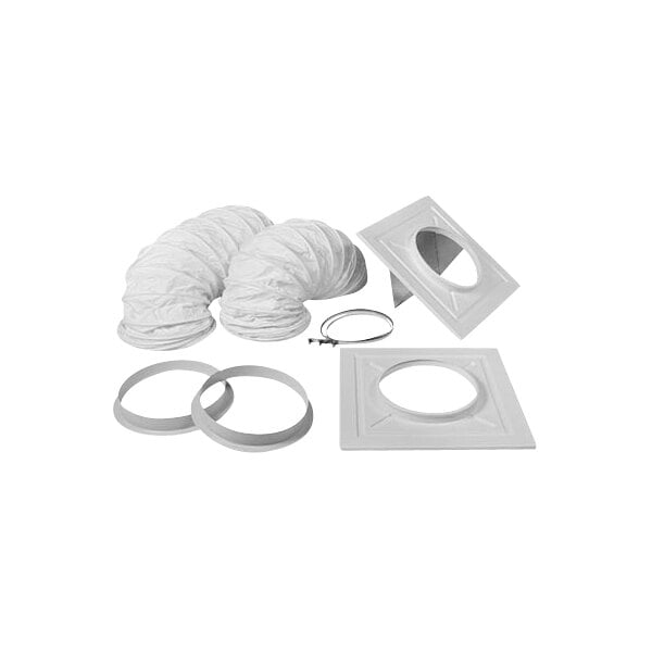 A white rectangular ceiling kit with dual air ducts.