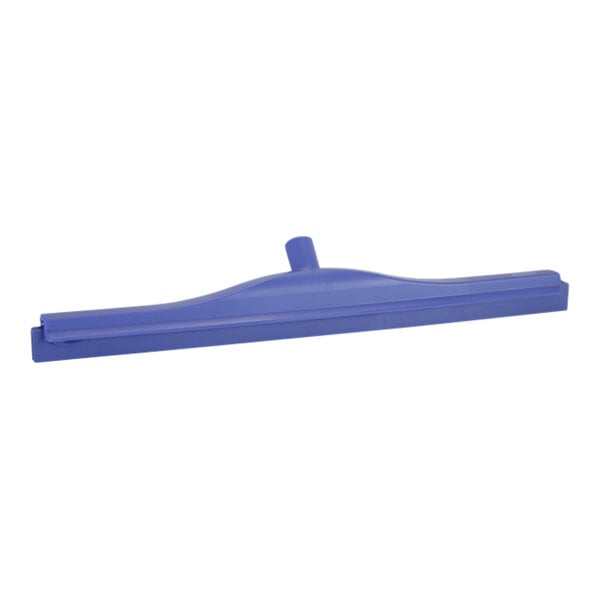 A purple Vikan floor squeegee with a blue plastic frame and handle.
