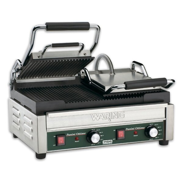 Waring WPG300T Panini Ottimo Grooved Top & Bottom Panini Sandwich Grill with Timers - 17" x 9 1/4" Cooking Surface - 240V, 3120W