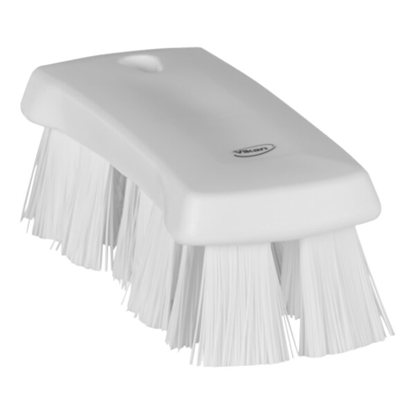 Vikan 38915 6 15/16" White Ultra Safe Technology Hand Brush with Stiff