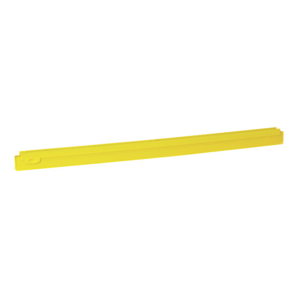 A yellow rectangular Vikan squeegee blade on a white background.