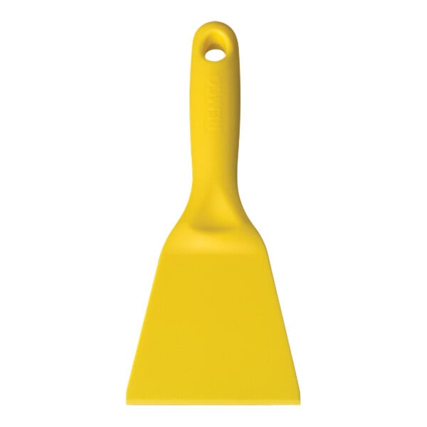 A yellow plastic Remco hand scraper with a handle.