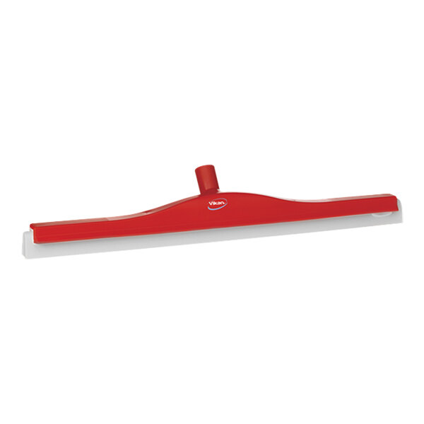 A red plastic Vikan floor squeegee with white accents.