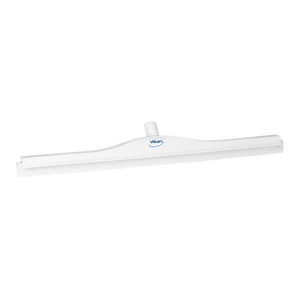 A white Vikan hygienic double blade rubber floor squeegee with a plastic frame.