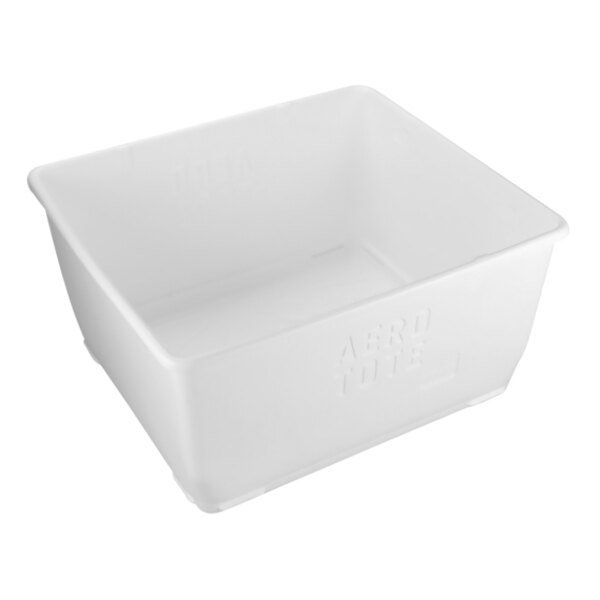 A white square Remco polyethylene tub with a lid.