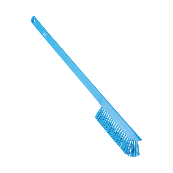 A blue Vikan Ultra-Slim cleaning brush with medium bristles.