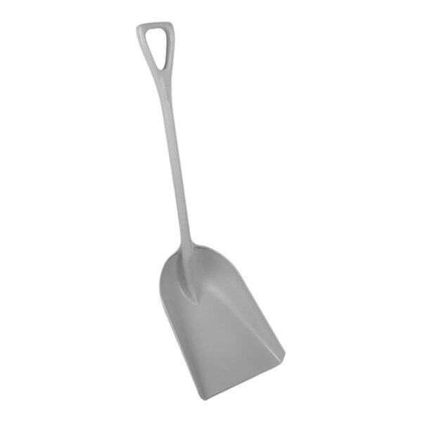 A grey Remco metal detectable polypropylene food service shovel with a long handle.