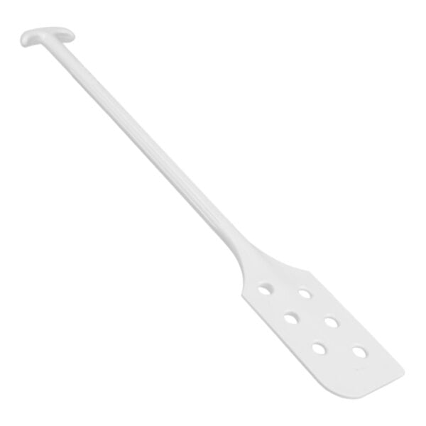 A white plastic Remco paddle with holes.