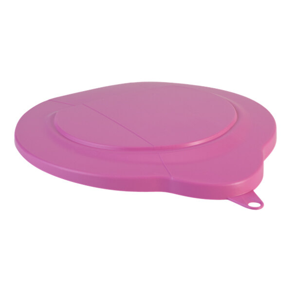 A pink plastic lid with a handle for a Vikan 1.5 gallon bucket.