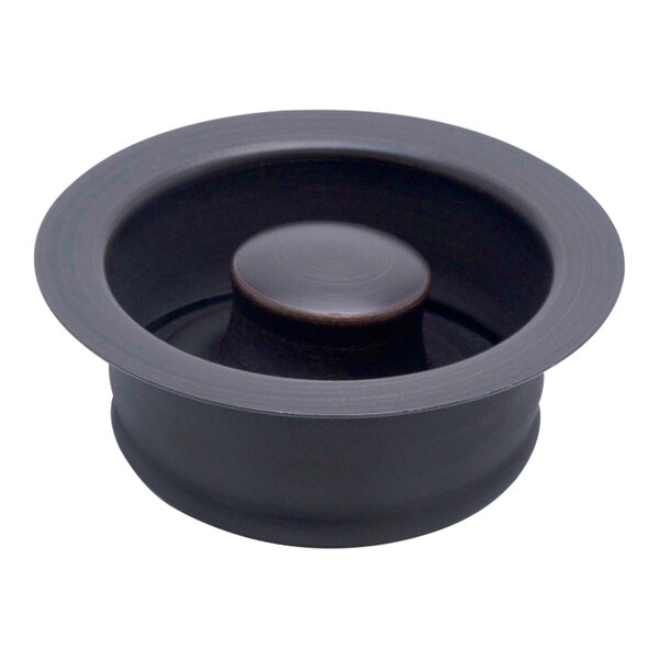 A black sink drain flange with a circular top and Venetian bronze finish.
