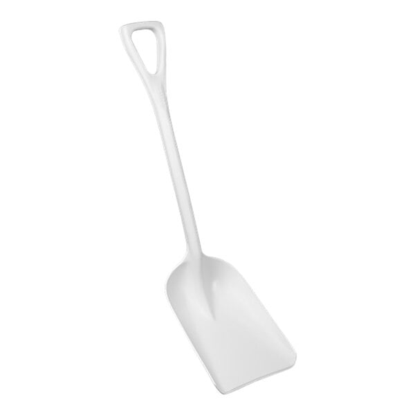 A white Remco polypropylene shovel with a long handle.