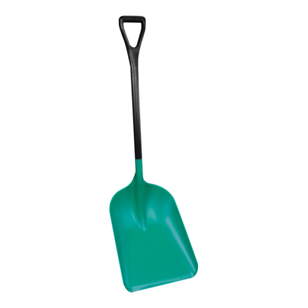 A green Remco safety shovel with black handle.