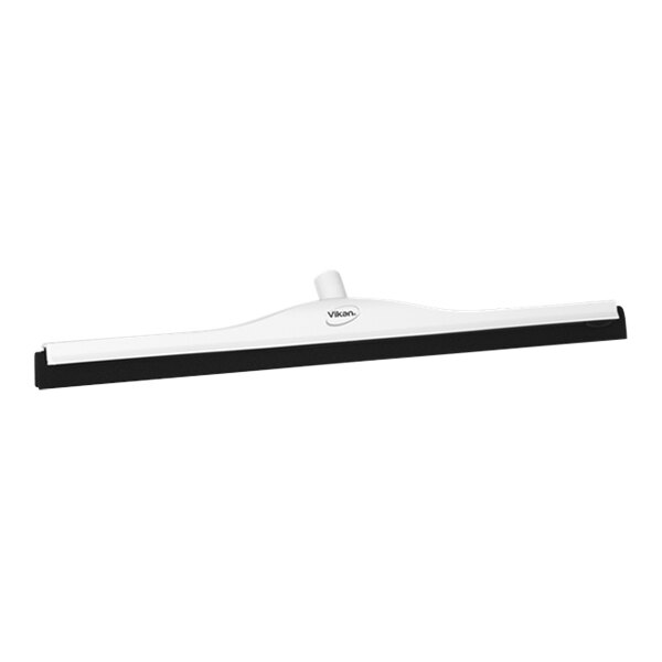 A white floor squeegee with a black and white double blade.