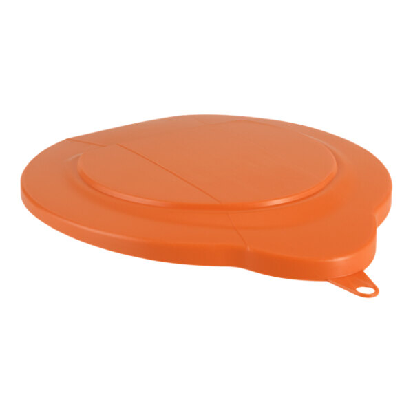 An orange plastic Vikan lid.