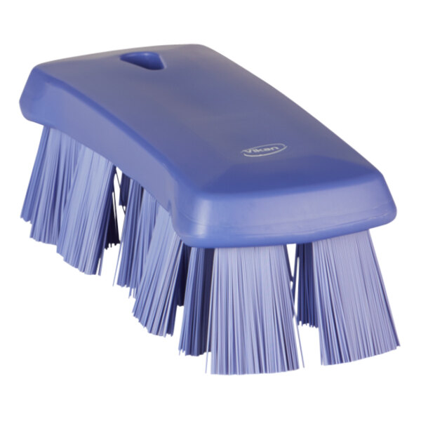 Vikan 38918 6 15/16" Purple Ultra Safe Technology Hand Brush with Stiff