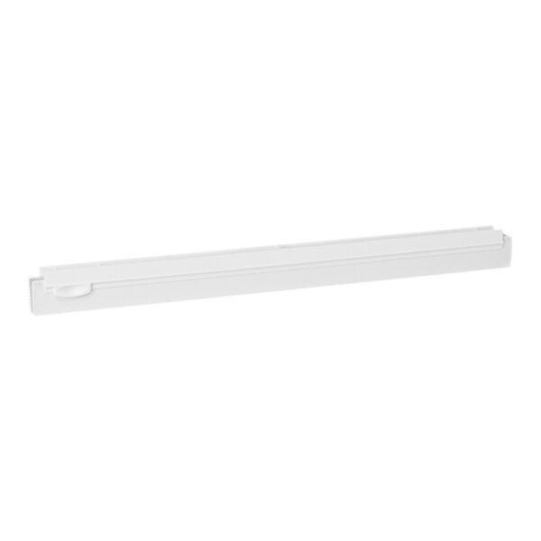 A white rectangular Vikan squeegee blade with a white handle.