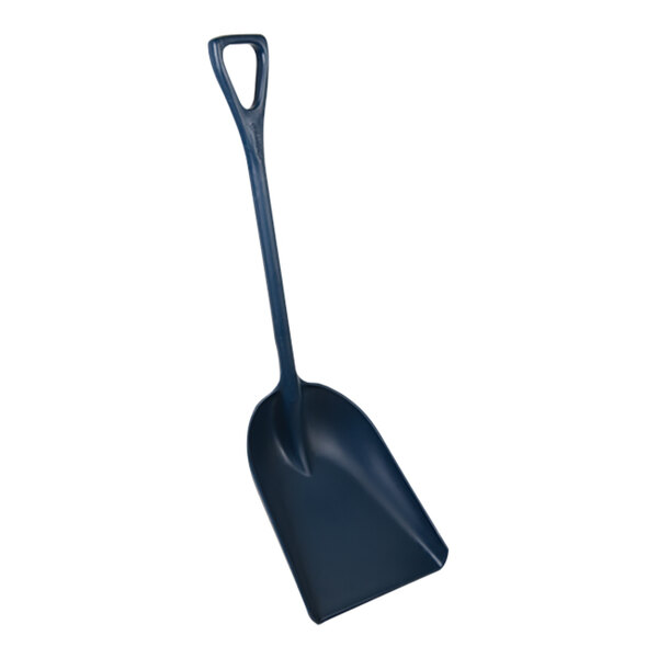 A blue Remco metal detectable polypropylene shovel with a handle.