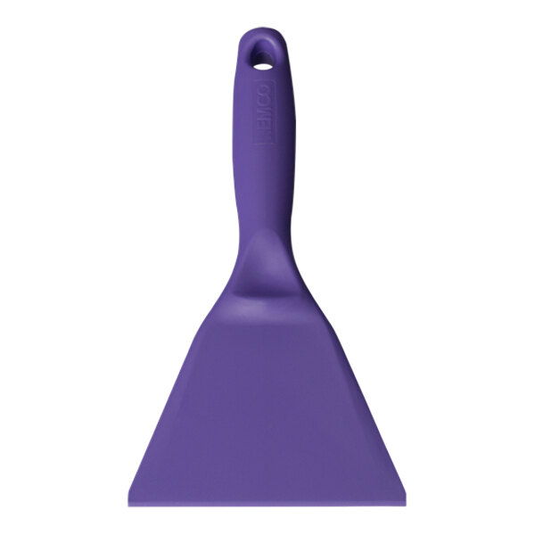 A close-up of a purple Remco hand scraper with a handle.