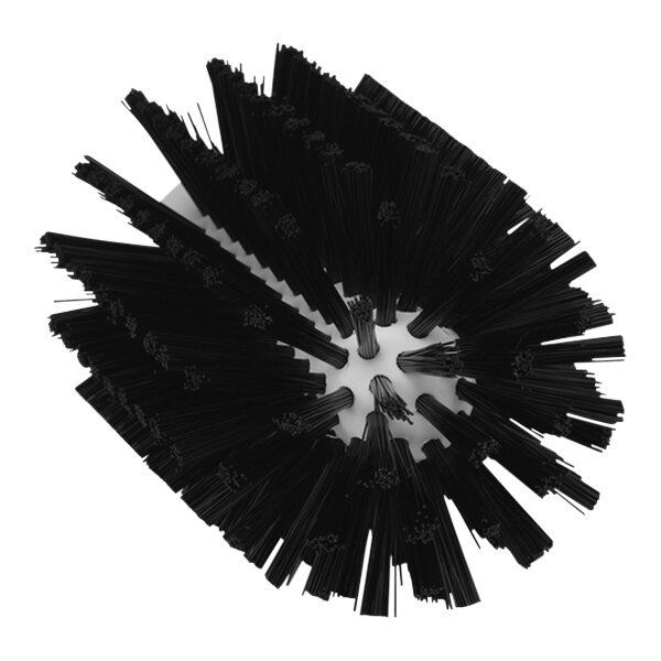 A circular black Vikan tube brush head with many bristles.