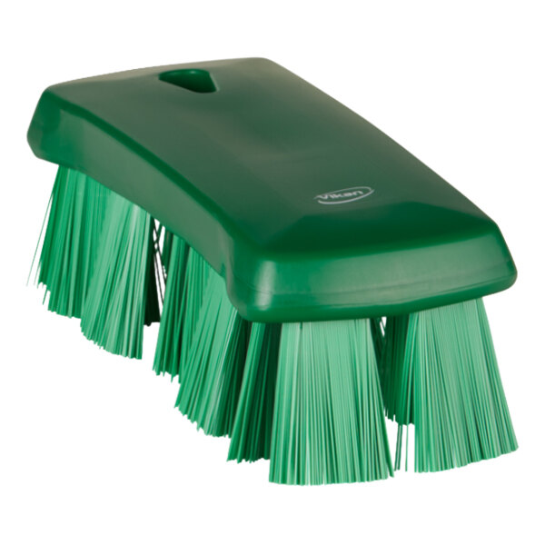Vikan 38912 6 15/16" Green Ultra Safe Technology Hand Brush with Stiff