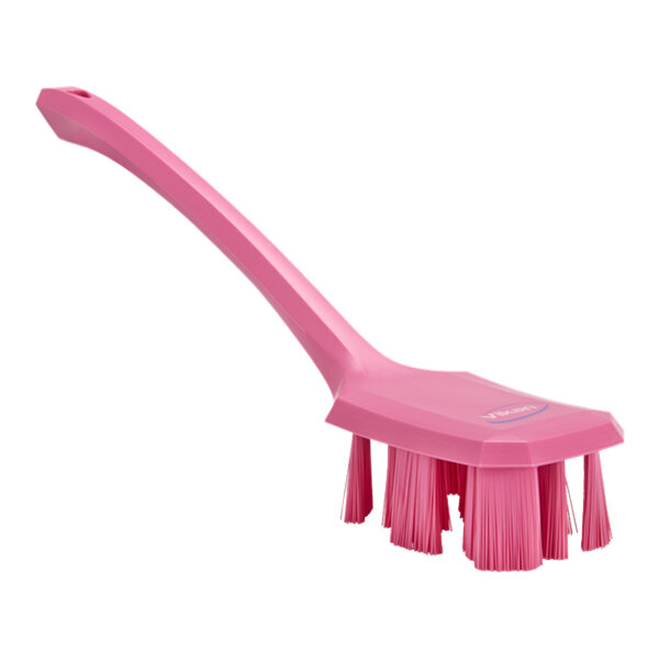 Vikan Ultra Safe Technology 41961 15 5/8" Pink Hand Brush with Long