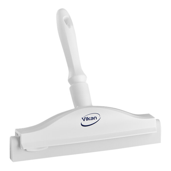 A white Vikan squeegee with a plastic handle.