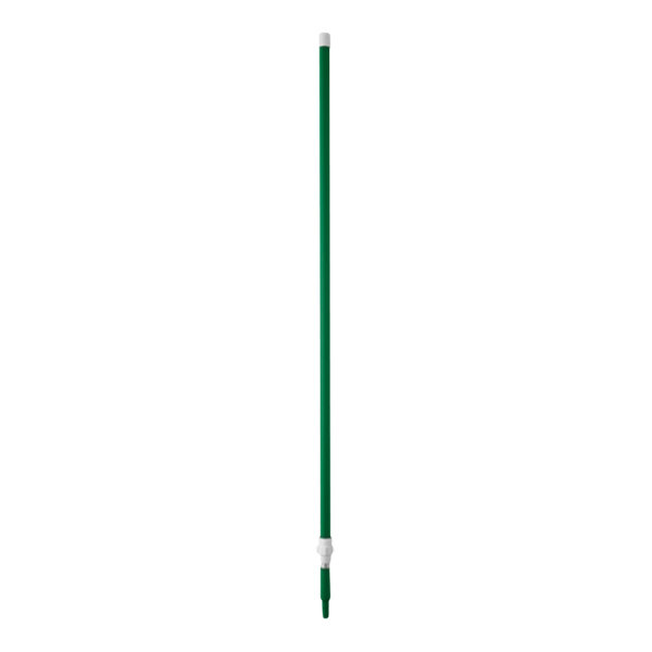 A green Vikan aluminum telescopic pole with white tips.