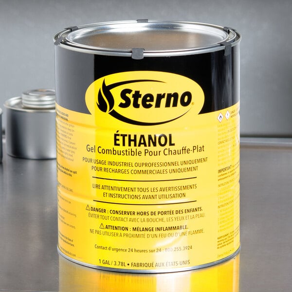 A case of Sterno Green Ethanol Gel Chafing Fuel on a table.