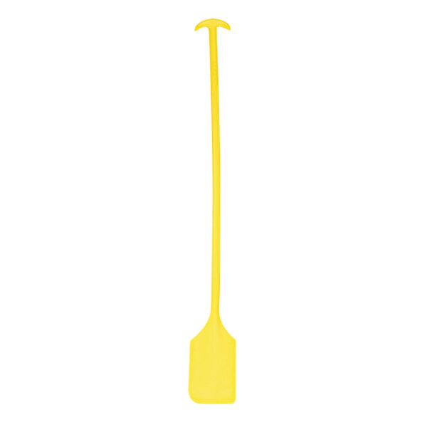 A yellow Remco polypropylene paddle with a long handle.