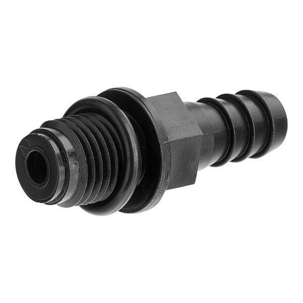 A black threaded check valve for a Little Giant water pump.