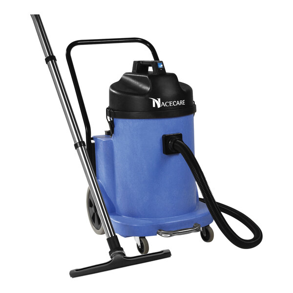 A blue and black NaceCare Solutions wet/dry vacuum cleaner.