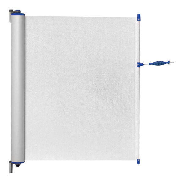 A white plastic ZonePro safety banner with blue accents on the handles.