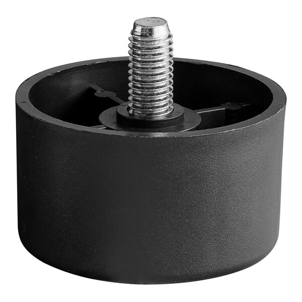 A black plastic foot with a screw.