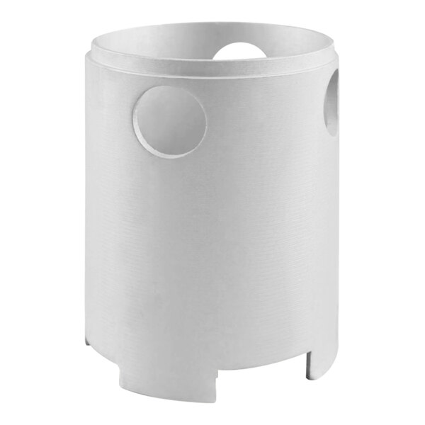 A white plastic cylinder with holes.