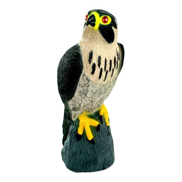 A Bird-X FALCON bird statue with a yellow beak.