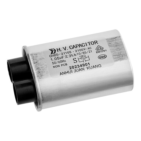 A Solwave Ameri-Series capacitor with black caps on a white background.